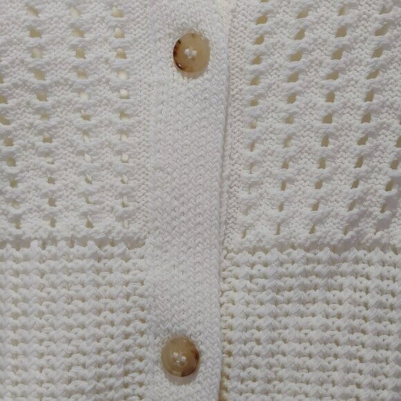 FRAME Shrunken Crochet Cardigan Ivory / Off White Women's Size Small - Picture 12 of 13